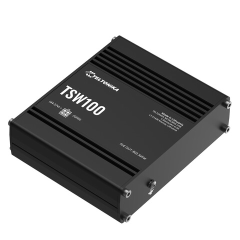 Teltonika TSW100 industriell PoE+ switch 1 GB uplink + 4xGbE IEEE 802.3af/at