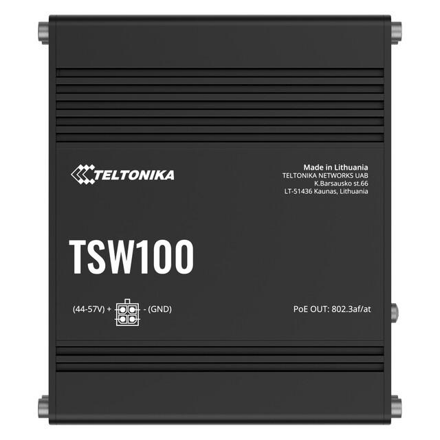 Teltonika TSW100 industriell PoE+ switch 1 GB uplink + 4xGbE IEEE 802.3af/at 