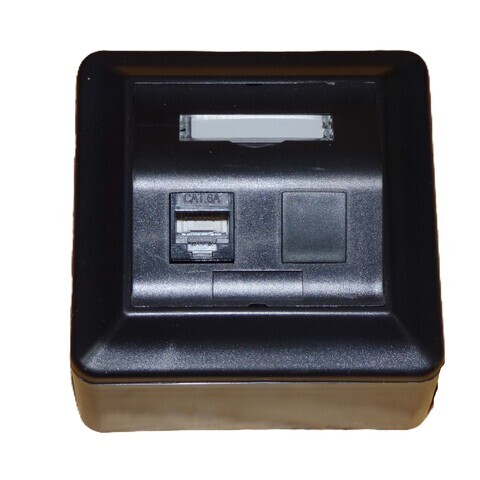 Smartbox påvegg Svart m/1xENM UTP Cat6A Nettverksuttak inkl. modul 84x84x57 