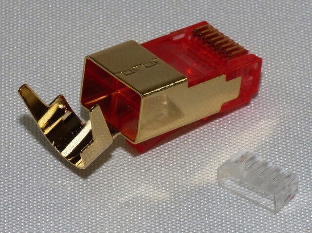 Modularkontakt RJ45 Cat6A STP PLUGG 10pk med strekkavlaster