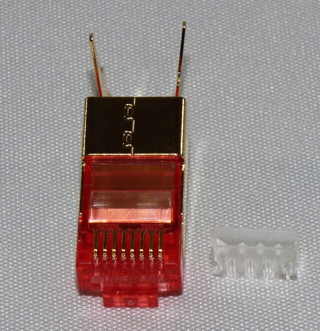 Modularkontakt RJ45 Cat6A STP PLUGG 10pk med strekkavlaster 