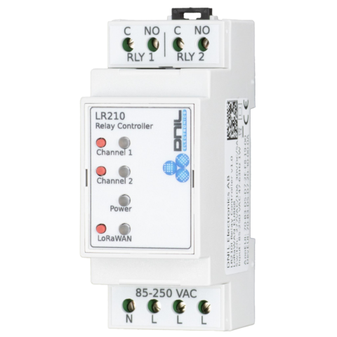 DNIL LR210I LoRa Rele-kontroller 2 kanaler, 230V AC, intern antenne