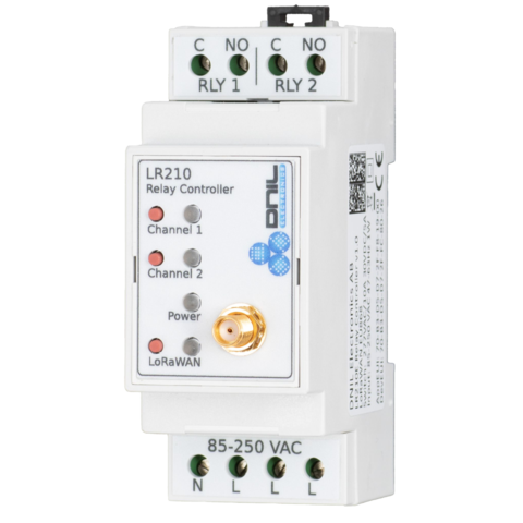 DNIL LR260E LoRa Rele-kontroller 2 kanaler, 8-30V DC, SMA-antennekontakt