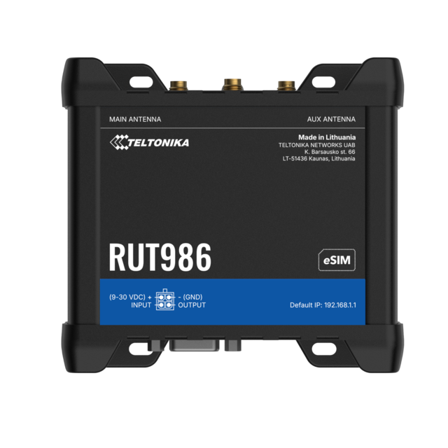 Teltonika RUT986 4G-ruter, Telit-modul 4G Cat4, 2 SIM, WiFi, I/O, GPS/GNSS 