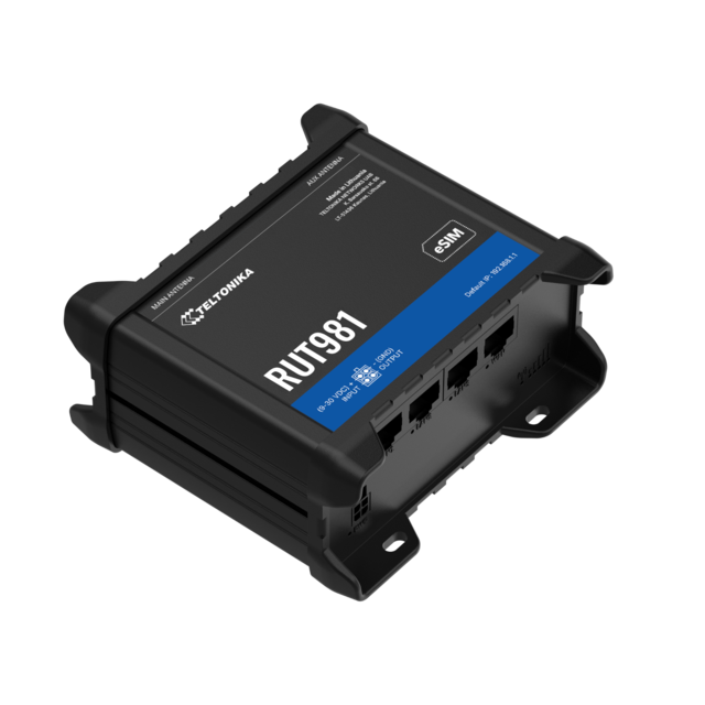 Teltonika RUT981 4G-ruter, Telit-modul 4G Cat4, 2 SIM, WiFi, I/O, eSIM 