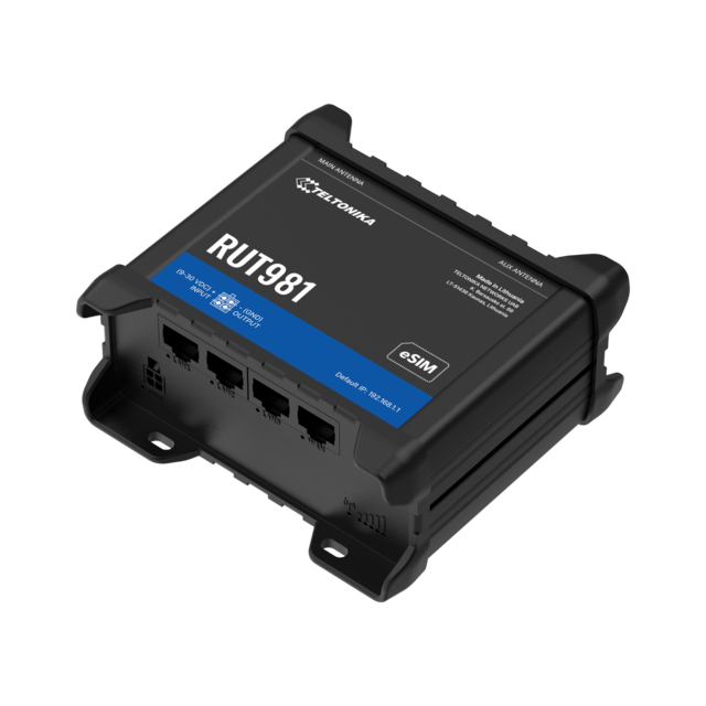 Teltonika RUT981 4G-ruter, Telit-modul 4G Cat4, 2 SIM, WiFi, I/O, eSIM 