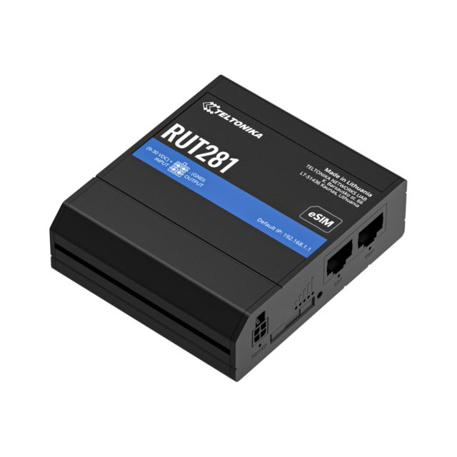 Teltonika RUT281 4G-ruter, Telit-modul 4G Cat4, WiFi, I/O 