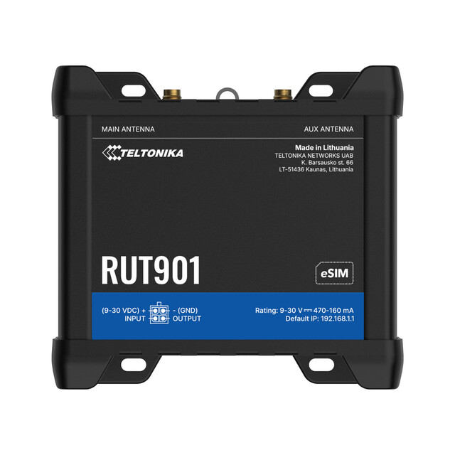 Teltonika RUT901 eSIM 4G-ruter 4G Cat4, WiFi, I/O, 2 SIM, eSIM 