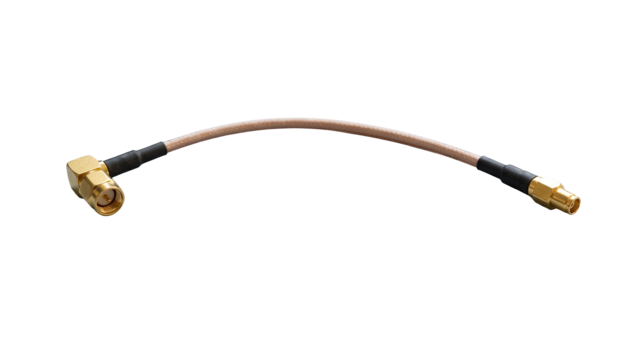 Antenneovergang MCX-hun/SMA-han vinklet 20 cm. RG316-kabel 