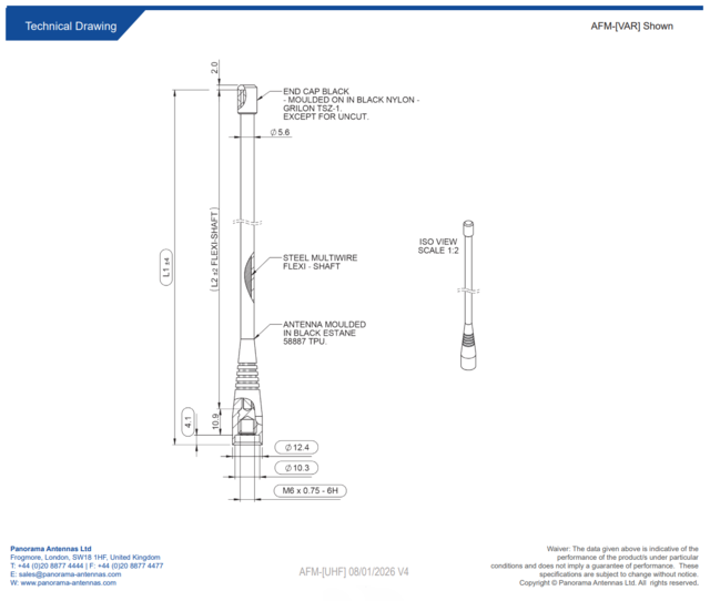 Panorama AFMW-TET TETRA-piskantenne 380-430 MHz | 2 dB | Pisk | Hvit 