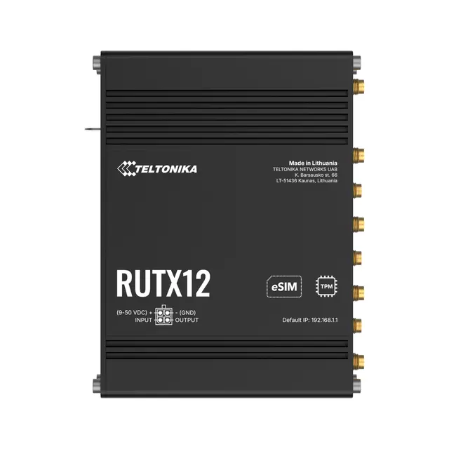 Teltonika RUTX12 Dual 4G-ruter eSIM 2x4G Cat6, WiFi5, I/O, BT4 LE, 2SIM/eSIM 