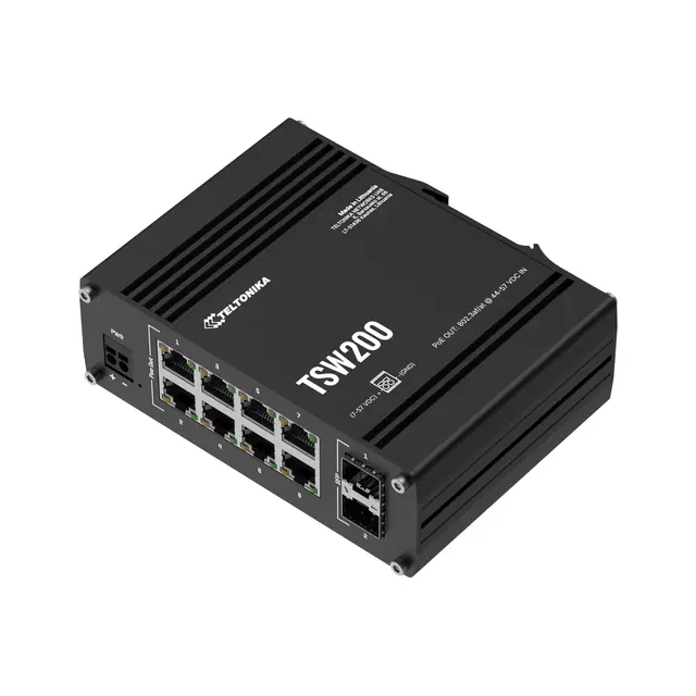 Teltonika TSW200 switch PoE+ Uadm. 8x 1GbE | 2x SFP | PoE+ 240W | u/PSU 