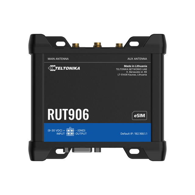 Teltonika RUT906 4G-ruter eSIM 4G Cat4, WiFi4, I/O, GPS/GNSS, 2SIM/eSIM 