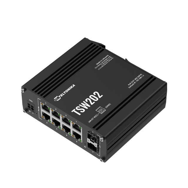 Teltonika TSW202 switch PoE+ Adm. 8x 1GbE | 2x SFP | PoE+ 240W | u/PSU 