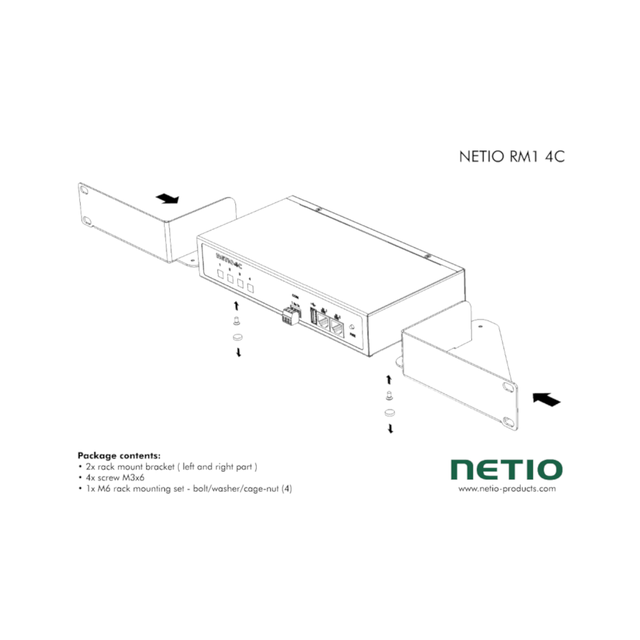 NetIO PowerPDU RM1 rackmonteringssett Passer til PowerPDU 4C/4PS/4KS 