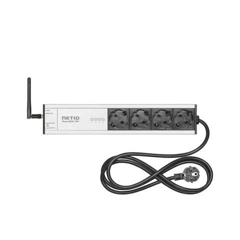 NetIO PowerBOX 4KF WiFi strømskinne 4x230V/16A kontakter, m. forbruksmåling