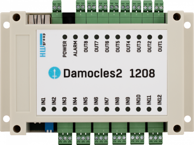 HWg Damocles2 1208 sett 12xDI, 8xDO (Relay), m/PSU 