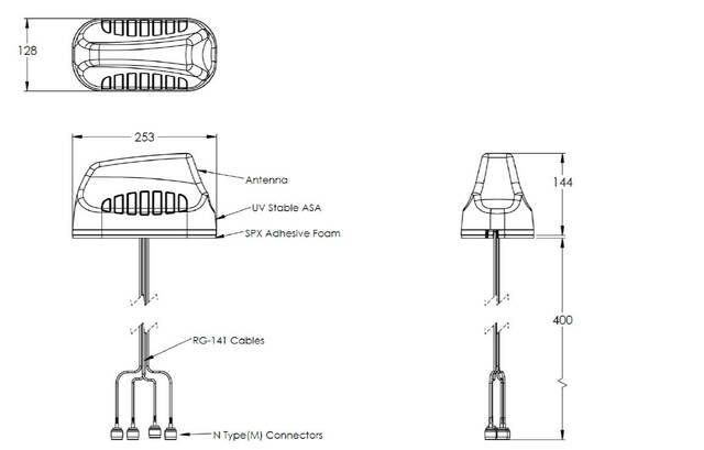 Poynting HELI-40 2.4/5GHz tunnelantenne 2x2 MiMo WiFi 