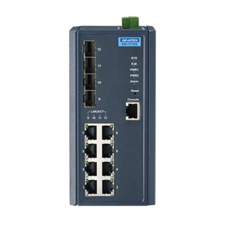 Advantech switch EKI-7712G-4FI 8xGE | 4xSFP | DIN | Utvidet temp 