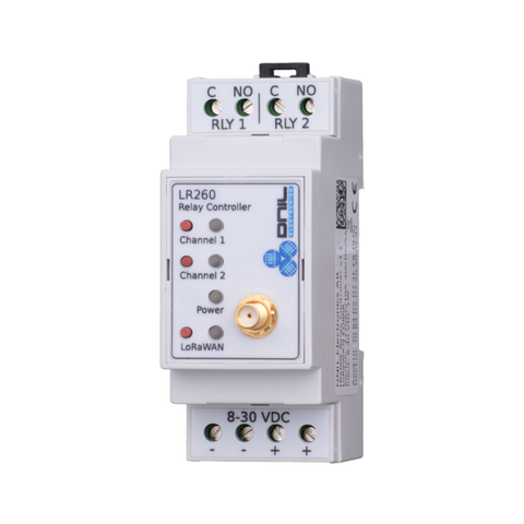 DNIL LR260E LoRa Rele-kontroller 2 kanaler, 8-30V DC, SMA-antennekontakt