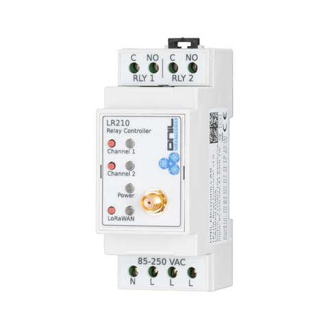 DNIL LR210E LoRa Rele-kontroller 2 kanaler, 230V AC, SMA-antennekontakt