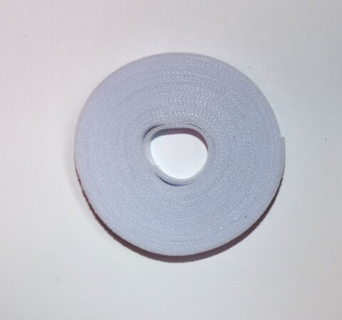 Borrelåsbånd 12,5mm  5 meter pr. rull Hvit