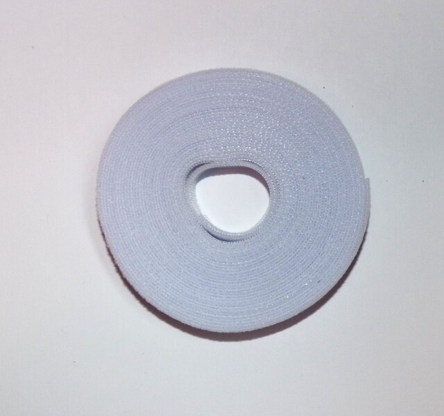 Borrelåsbånd 12,5mm  5 meter pr. rull Hvit 