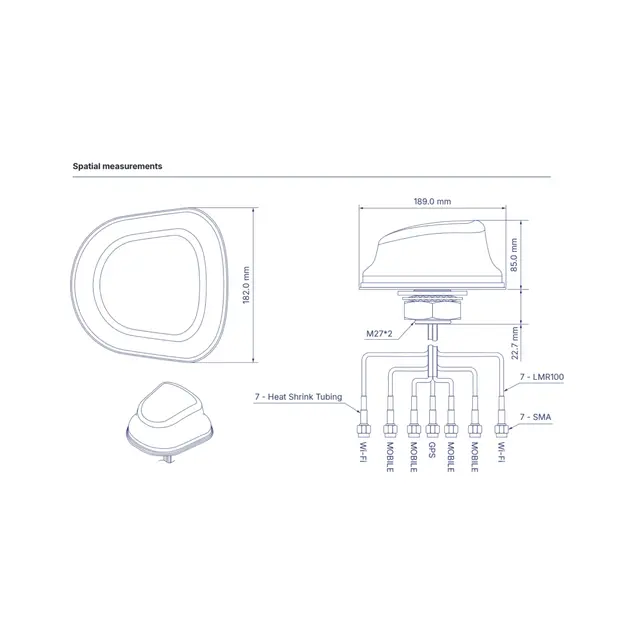 Teltonika 4x4 MiMo 5G-kombiantenne 4x4 MiMo 4G/5G | 2x2 MiMo WiFi | GPS 