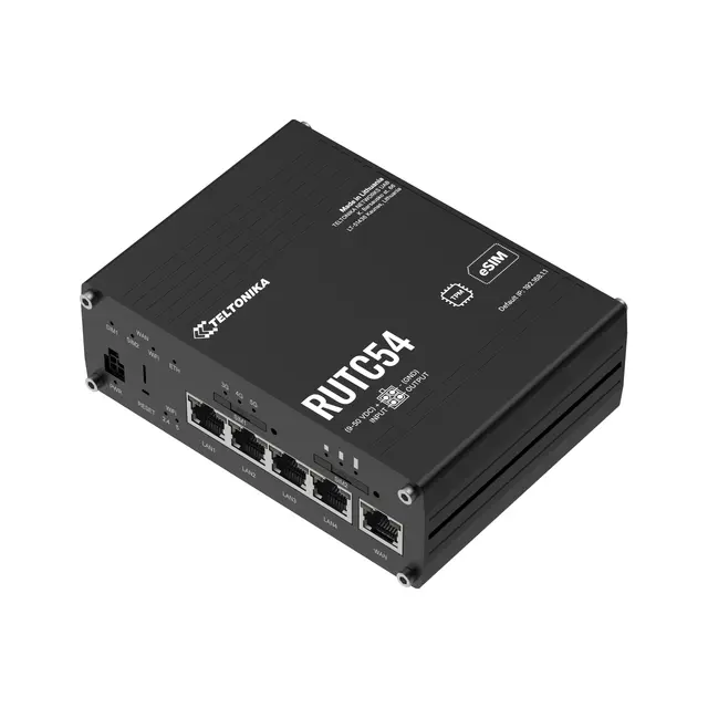 Teltonika RUTC54 5G-ruter, Global 5G, 5xGE, WiFi6, GNSS, 2xSIM/eSIM 
