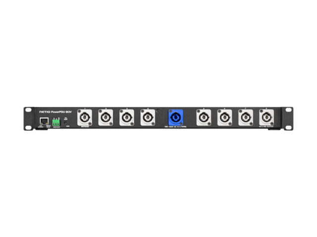NetIO PowerPDU 8QV nettstyrt strøm 8xPowerCON | 1xLAN | 1xDI | 19"/1U | ZVS 