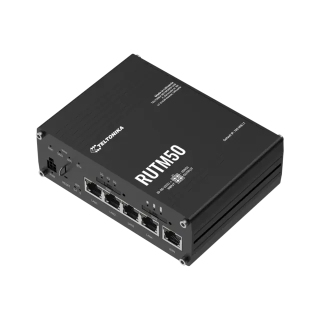 Teltonika RUTM50 5G-ruter 5G, 5×GE, WiFi5, I/O, GNSS, 2×SIM 