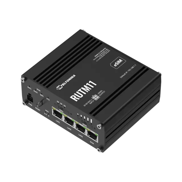 Teltonika RUTM11 4G-ruter eSIM 4G Cat6, 4×GE, WiFi5, GNSS, 2×SIM/eSIM 
