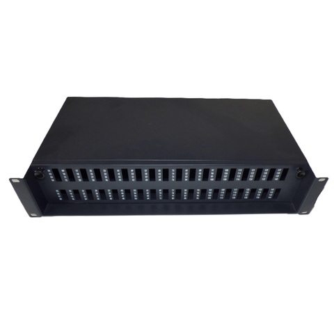 144 fiber 2U patchpanel SysM LC-Quad Svart, 36xLC-Quad