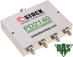 INSTOCK antennesplitter, 4 ports SMA-hun 698-2700 MHz, 50 Ohm, 40W 