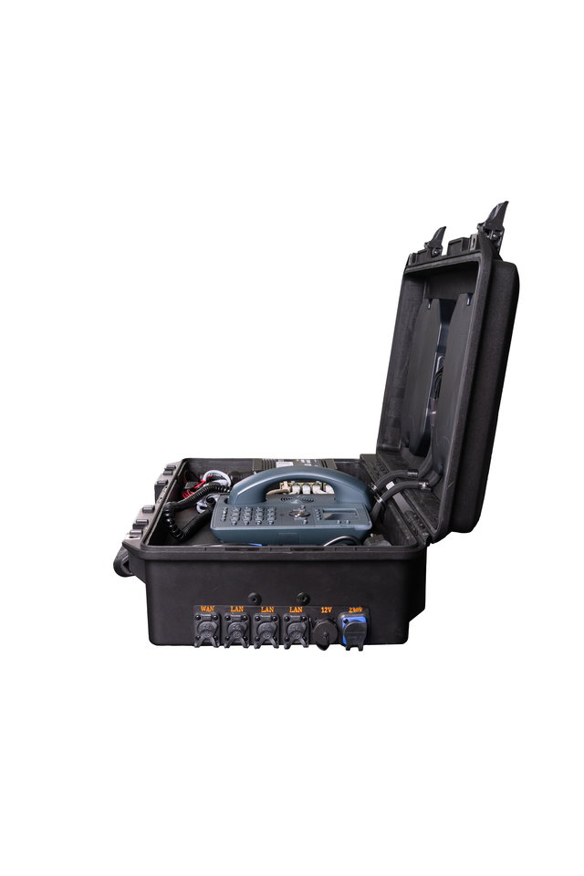 EMCOM bredbåndskoffert, dobbel 5G, WiFi 2x5G ruter, 5G/Wifi-antenner, IP-telefon 