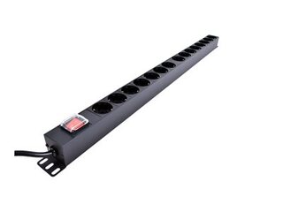 Vertikal PDU 15x230V Schuko, 3m m/bryter 4.45x4.45x80.9cm Strømlist 