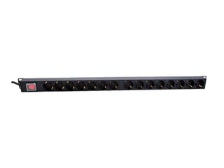 Vertikal PDU 15x230V Schuko, 3m m/bryter 4.45x4.45x80.9cm Strømlist 