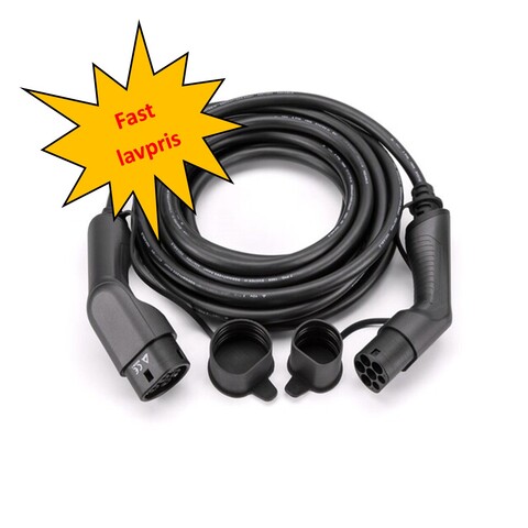 Ladekabel Type 2 - Type 2 32A/3-fas 22kW Mode 3, TPU, GRATIS FRAKT