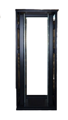 42U Gulvrack 19&quot; 800x800 &#229;pent svart Web hjul, 2stk vertikal f&#248;ringskanal montert