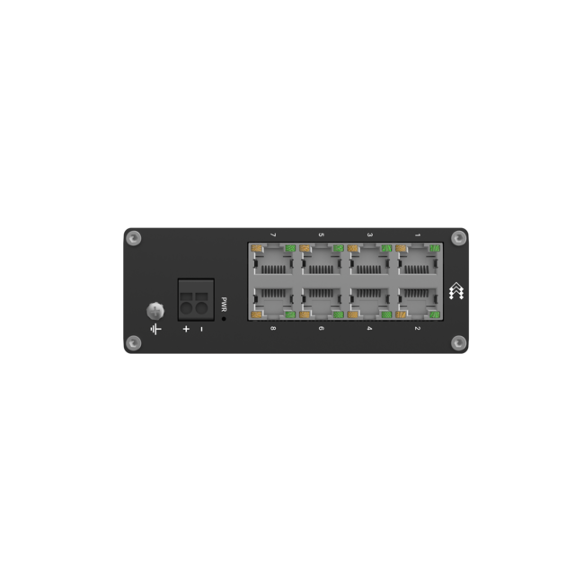 Teltonika TSW030 industriell switch 8x 10/100 Mbps, med integrert DIN-skinne 
