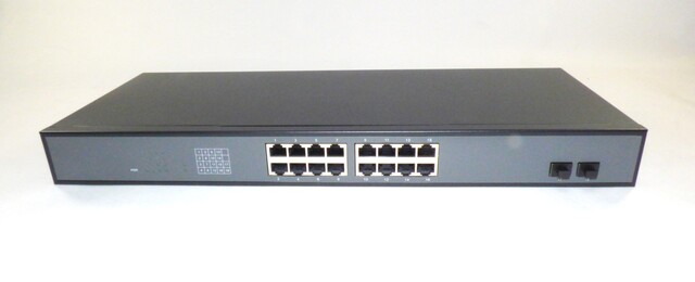Huasnet Switch HS-2G16E-F 16xRJ45+2xSFP   m/fest 19" mont 