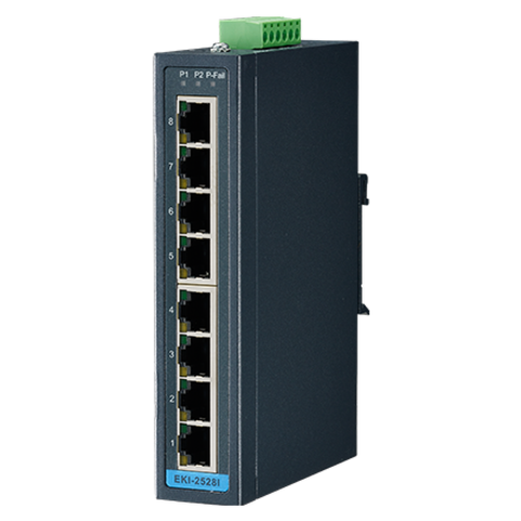 Advantech EKI-2528DI - Marine switch 8-port 10/100 - utvidet temp. DNV-sertif