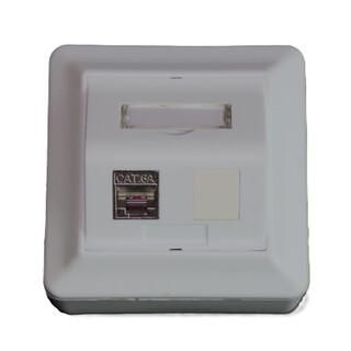 Smartbox p&#229;vegg hvit m/1xENM STP Cat6A Nettverksuttak inkl. moduler 84x84x57