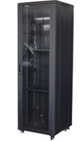 42U Gulvskap 19" 600x600  Svart Web Glass/metal m/hjul