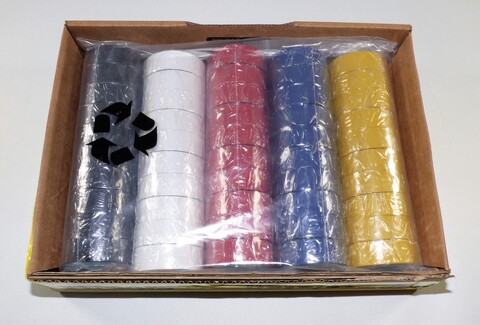 Proff Eltape innend&#248;rs, 5 farger i 50pk 19x0,13mmx10m. Bl&#229;, Gul, Hvit, R&#248;d, Sort