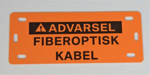 Merkeskilt: &quot;ADVARSEL FIBEROPTISK KABEL&quot; Oransje 10stk i pk  stykkpris