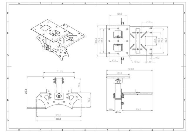 Poynting BRKT-45 for 2x HELI-antenner Takbrakett for tunneltak 