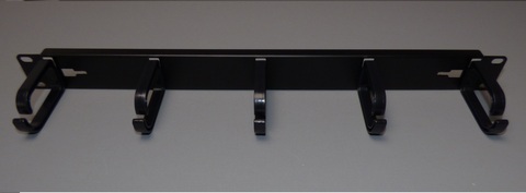 19&quot; F&#248;ringsb&#248;yle 1U m/5 plastb&#248;yler Svart, VE-3021, Patchkabelguide