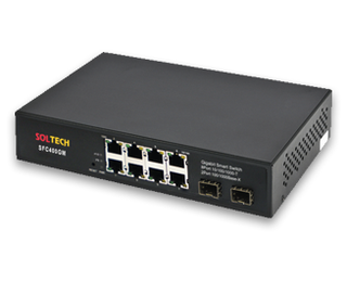Soltech SFC400GM Fiber Ethernet Switch 8-Ports 10/100/1000Mbps TP + 2-SFP Slots