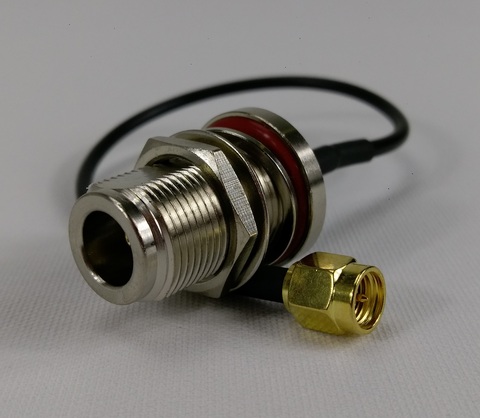 Antenneovergang N-hun/ SMA-han 50 cm. LMR200-kabel, N-hun med mutter